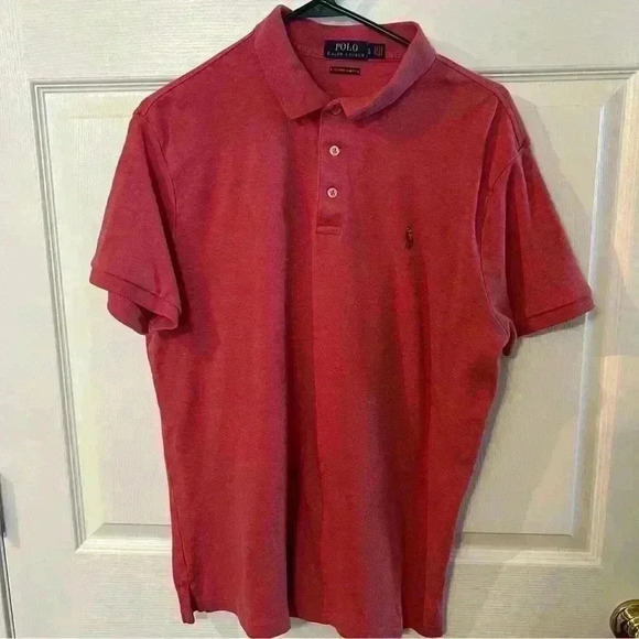 Polo by Ralph Lauren Custom Slim Fit Polo Shirt Size Large Color Red Pink - Picture 1 of 4
